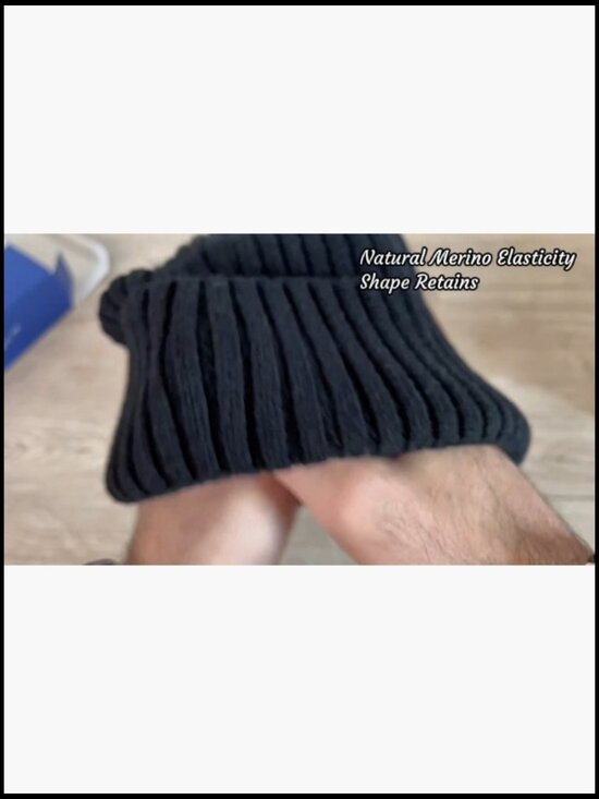 100% Merino Wool Rib Knit Beanie Cuffed Winter Hat Unisex main image 4